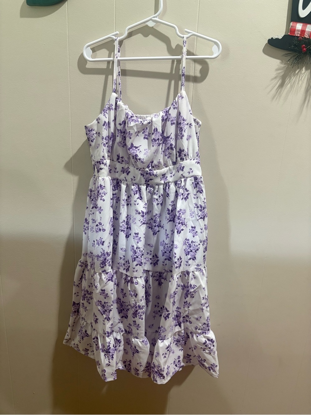 SHEIN White Dress with Lavender Floral Print